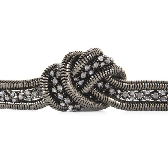 BCBG WAIST BELT GEM KNOTTED GUNMETAL TONED - Picture 2 of 11